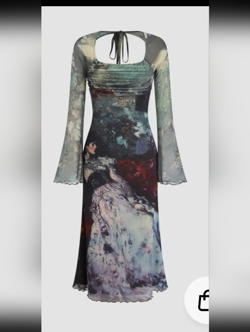 Cider Halter Midi Dress Impressionist Painting Size XL - Picture 10 of 12